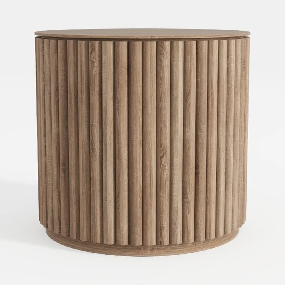 POVISON Coffee Table Set of 2, Round Wood Coffee