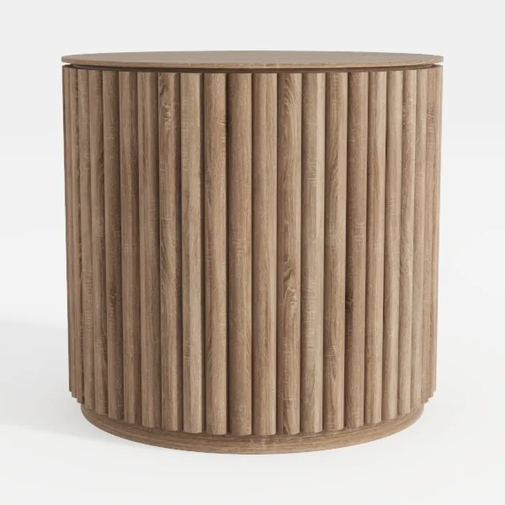 POVISON Coffee Table Set of 2, Round Wood Coffee