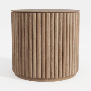 POVISON Coffee Table Set of 2, Round Wood Coffee