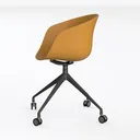 Modern Mustard Plastic and Metal Rolling Office Chair 3D Model Left 45 Degree View