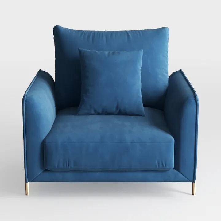 Blue Velvet Accent Chairs Set of 2, Modern
