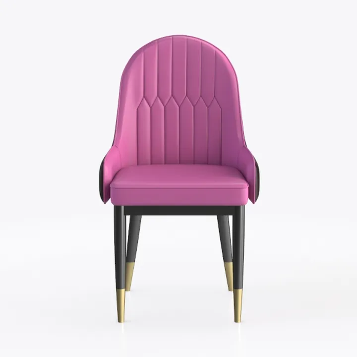 Modern Pink Velvet Upholstered Tufted Armchair with Gold Accent Legs 3D Model