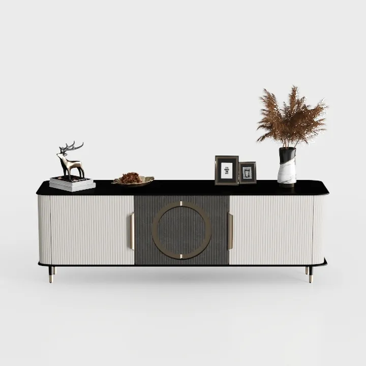 Fluted TV Stand for 60 Inch TV, 21" Tall Entertain