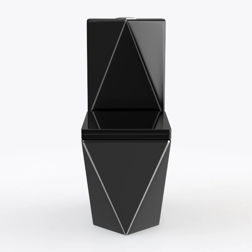 WinZo Square One Piece Toilet Black With Gold