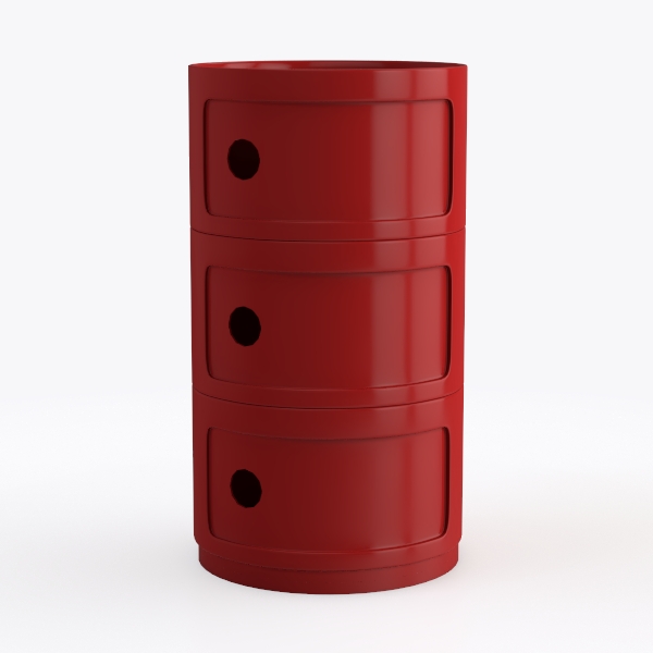 COZYMATIC 3 Tier Round Nightstand with Storage_red