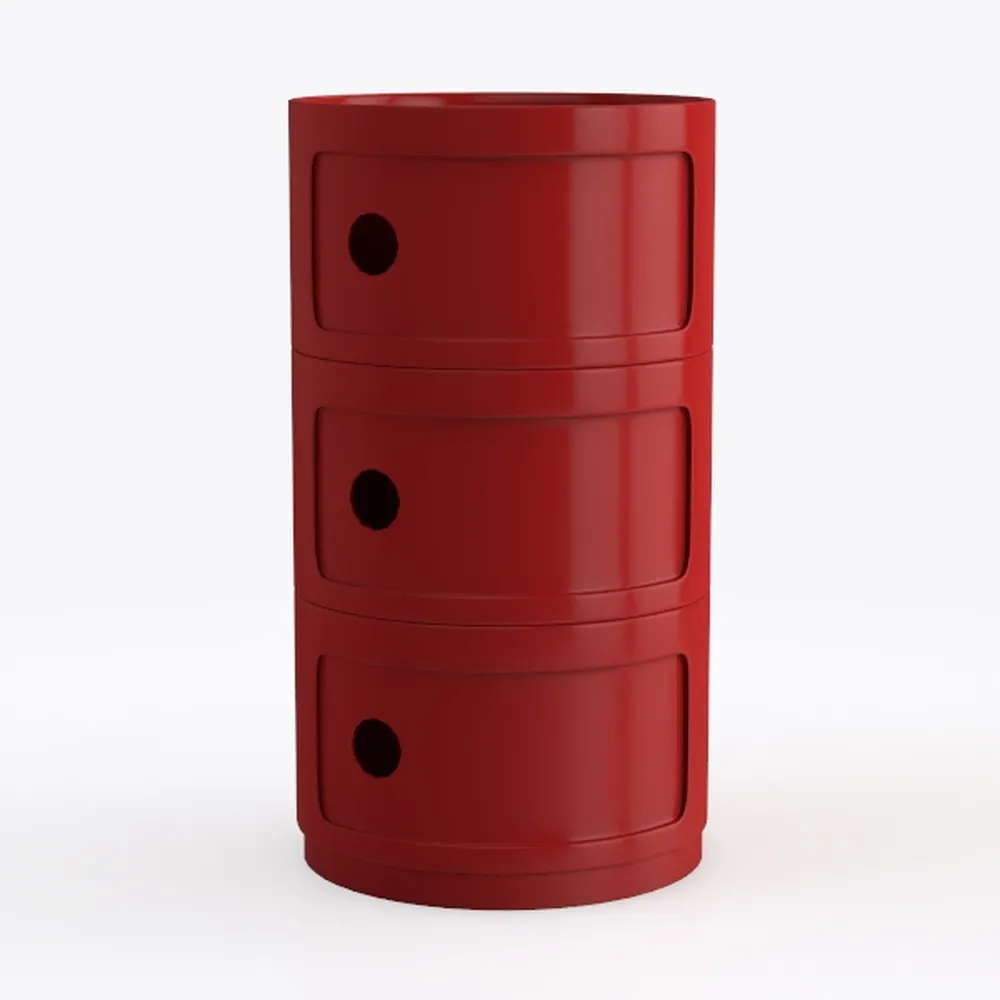 COZYMATIC 3 Tier Round Nightstand with Storage_red