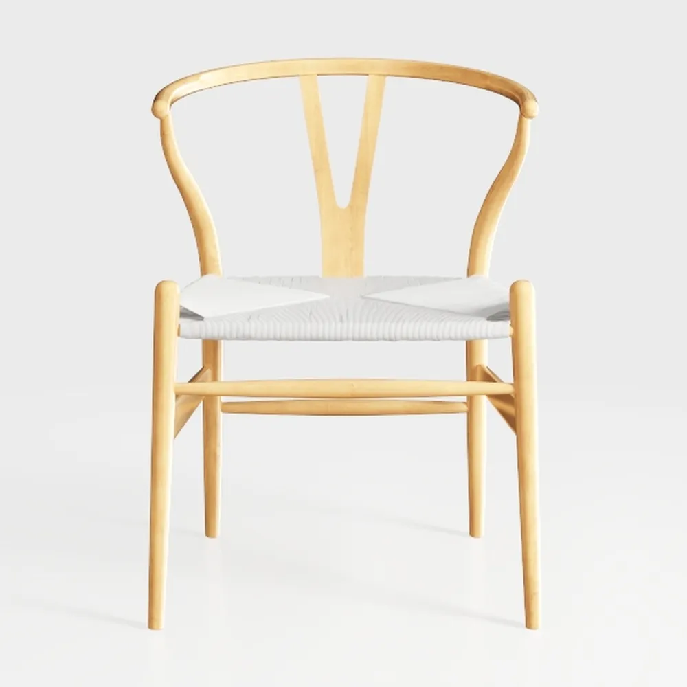 Set of 2 Natural Solid Wood Dining Chair Y Chair