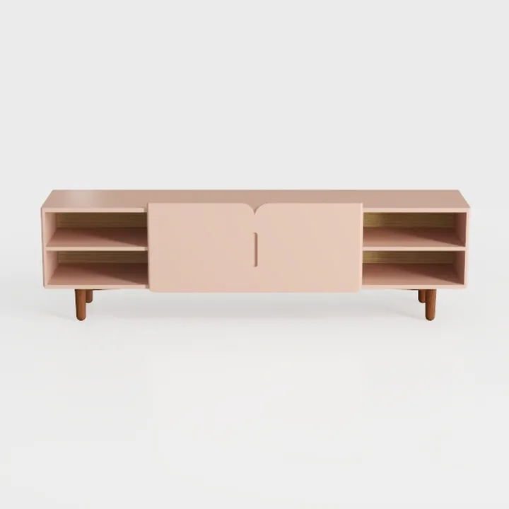 Minimalist Pink Solid Wood TV Stand Storage Cabinet 3D Model