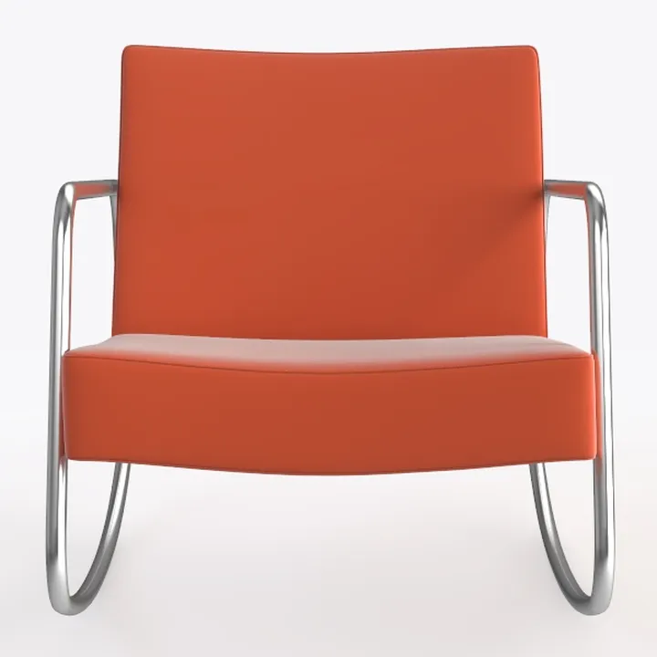 Modern Leather Metal Frame Upholstered Armchair 3D Model