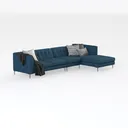 Modern Navy Blue Fabric Tufted L Shaped Sectional Sofa 3D Model Right 45 Degree View