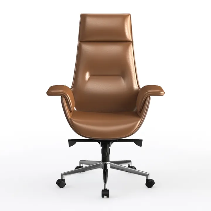 Modern Brown Leather High Back Executive Office Chair 3D Model