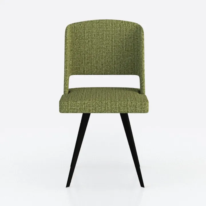 Modern Fabric Upholstered Dining Chair With Black Metal Legs 3D Model