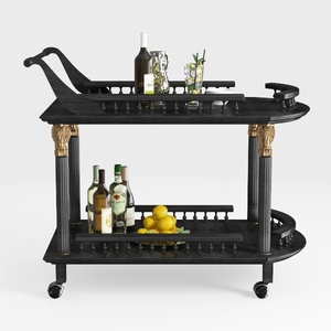 2-Tier Slide Bar Retro Style Patio Serving Cart wi
