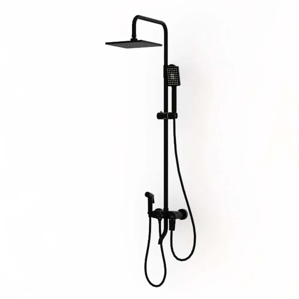 Wall Mounted Outdoor Shower System Matte Black 6"