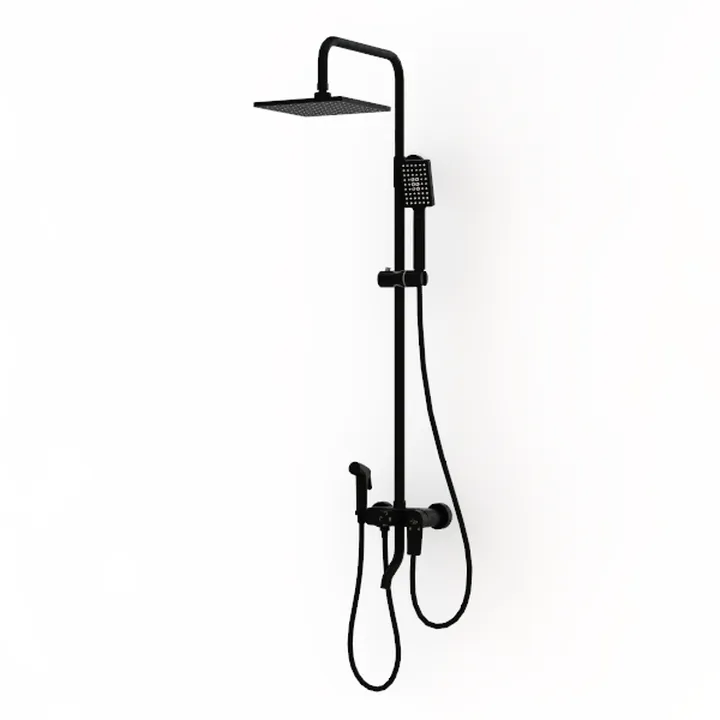 Wall Mounted Outdoor Shower System Matte Black 6"