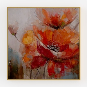 Wieco Art Framed Wall Art Blooming Poppies Canvas 
