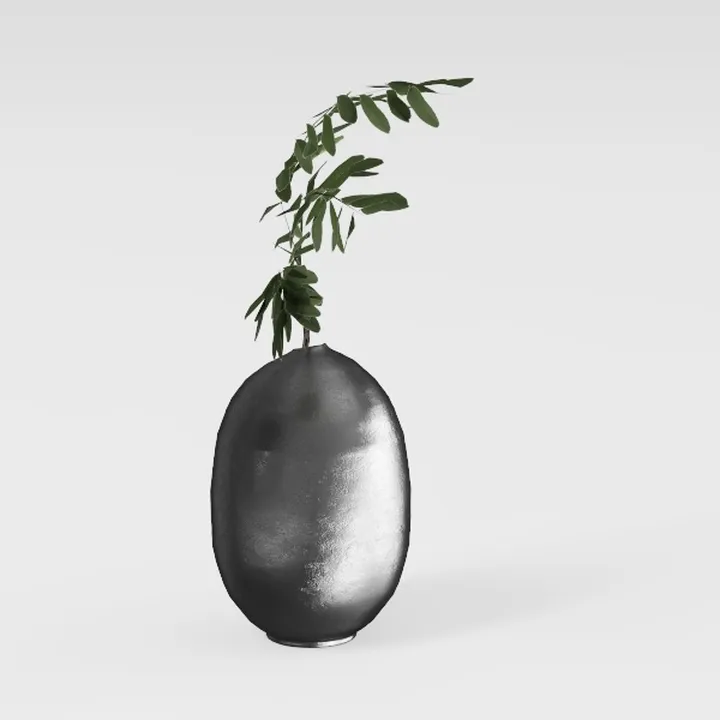 Rustic Black Ceramic Vase with Textured Finish,