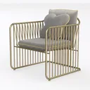 Modern Gold Metal Velvet Accent Armchair 3D Model Left 45 Degree View