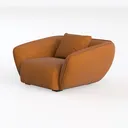 Minimalist Modern Orange Fabric Armchair 3D Model Left 45 Degree View