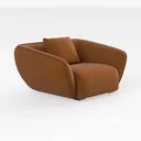 Minimalist Modern Orange Fabric Armchair 3D Model Right 45 Degree View