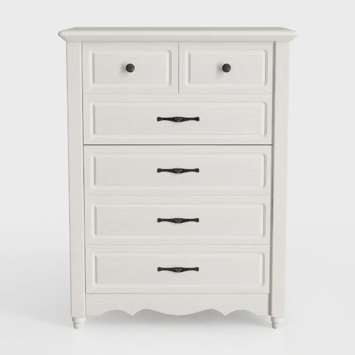 Minimalist White Solid Wood Dresser Storage Cabinet 3D Model