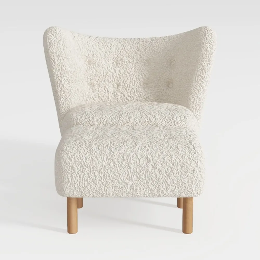 Topeakmart Sherpa Accent Chair with Ottoman Set, B