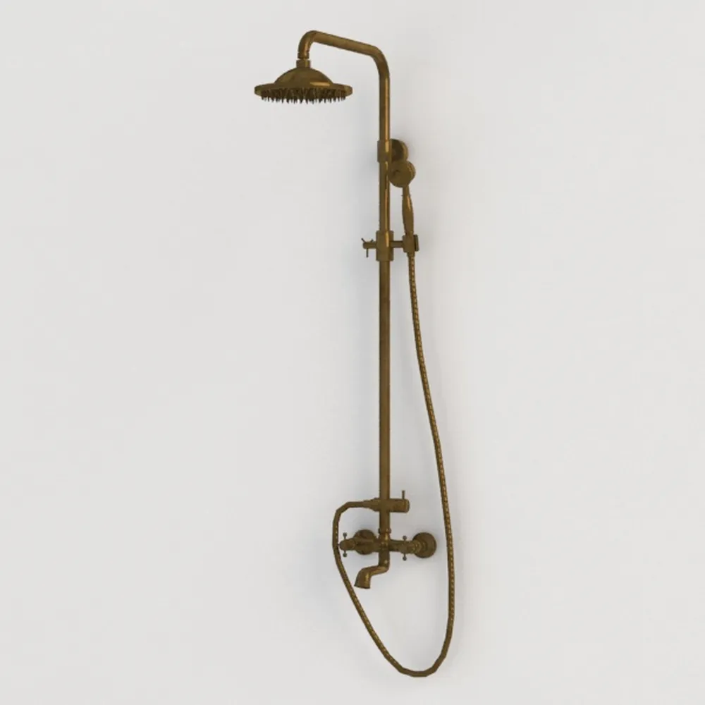 Antique Brass Shower System with Hot and Cold