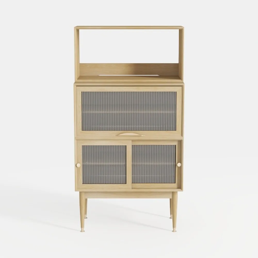 Rattan Nightstand with Charging Station,Modern