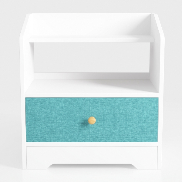 BOLUO White Nightstand with Charging Station, LED