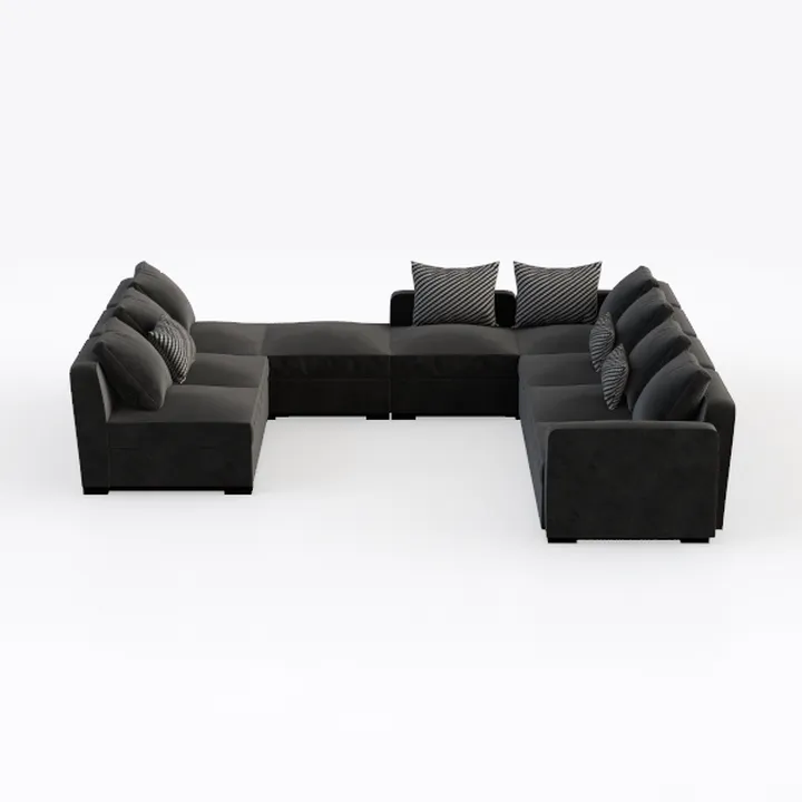 119” L-Shaped Modular Sectional Sofa with Ottoman