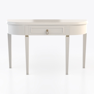 Modern Minimalist White Wood Console Table with Single Drawer 3D Model