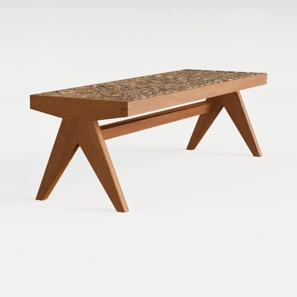 Solid Wood Rattan Bench