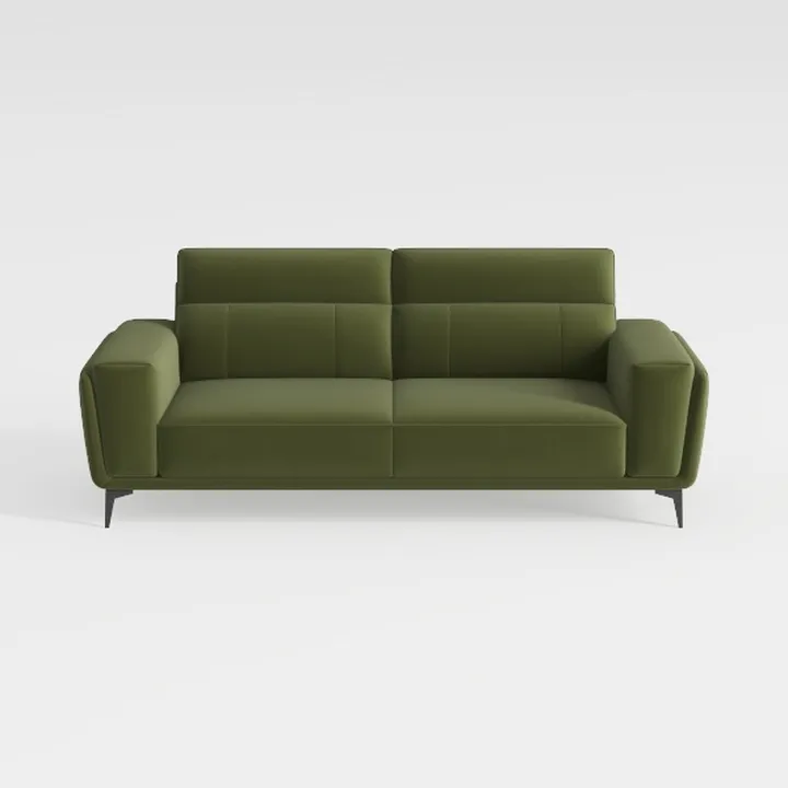 Modern Olive Green Velvet Upholstered 2 Seater Sofa 3D Model