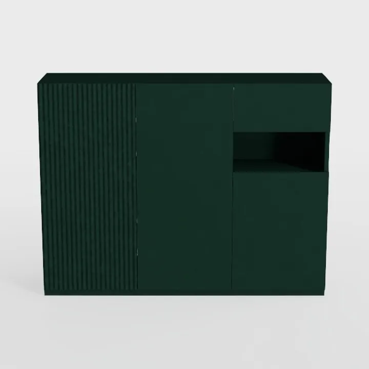 Green 7 Drawer Dresser for Bedroom, Modern Fluted 