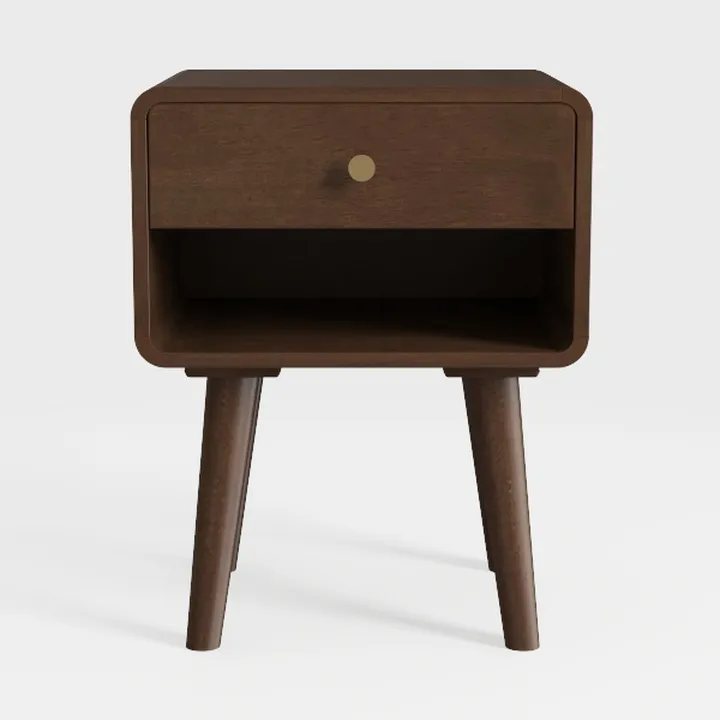 Mid Century Modern Walnut Solid Wood Nightstand 3D Model