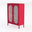 Small 2 Transparent Door Metal Storage Side Buffet Left 45 Degree View