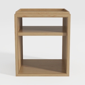 Minimalist Solid Wood Open Shelf Side Table 3D Model