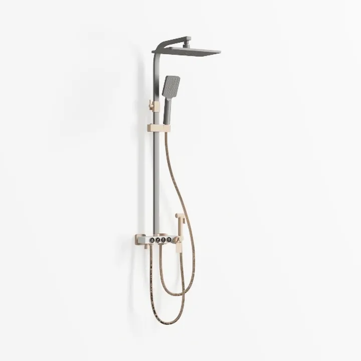 Modern Metal Brass Wall Mounted Shower Faucet Set 3D Model