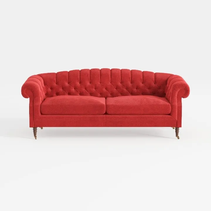 2 Pieces Living Room Set, Chesterfield Leather