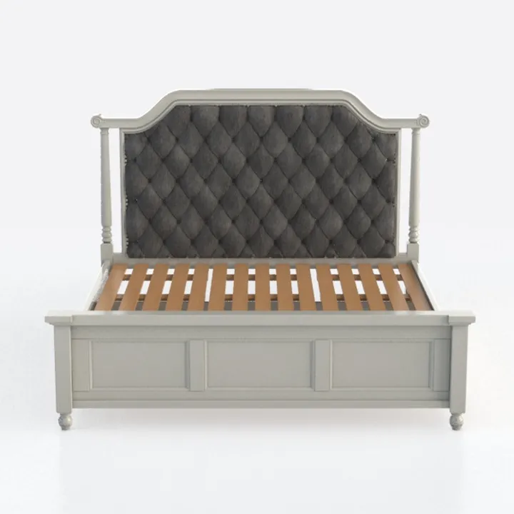 Modern Tufted Velvet Upholstered Solid Wood Bed 3D Model