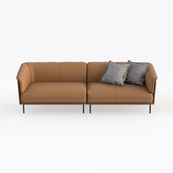 Valencia Jasper 85&quot; Cognac Tan Brown 3 Seater Full