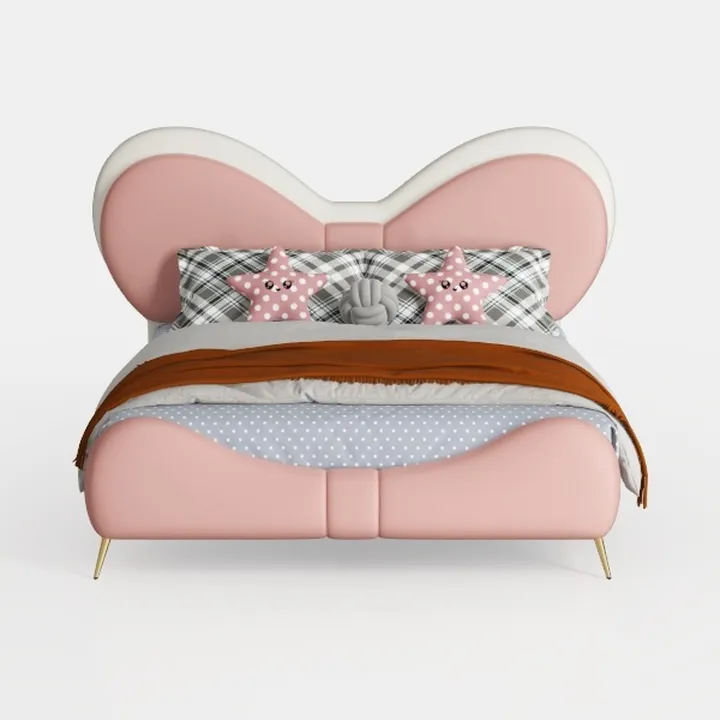 Queen Size Upholstered PU Leather Bed Frame with B