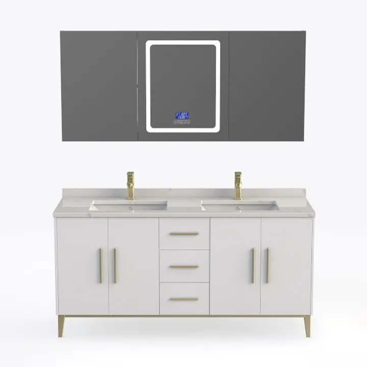 Marlena 72" Double Vanity with optional Quartz or Carrara Marble Counter - White