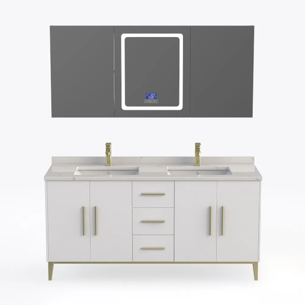 Marlena 72" Double Vanity with optional Quartz or Carrara Marble Counter - White