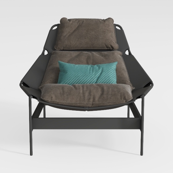 Outdoor Metal Chaise Lounge Chair with Grey Cushio