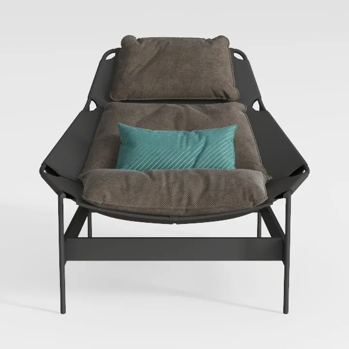 Outdoor Metal Chaise Lounge Chair with Grey Cushio