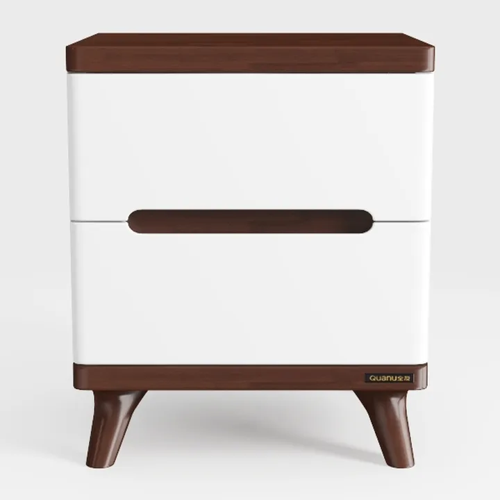 Urban Designs Two Tone White and Walnut Nightstand