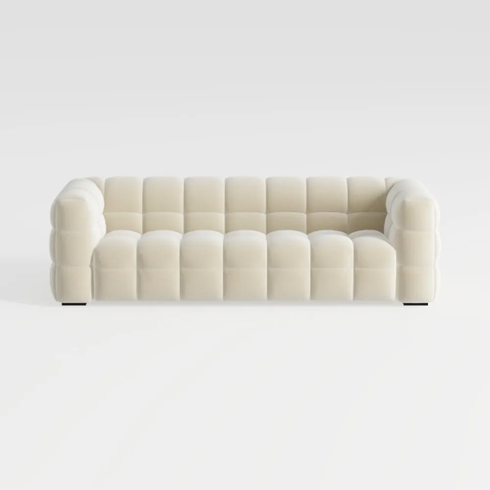 83.46" White Couch for Living Room Large Modern Cr