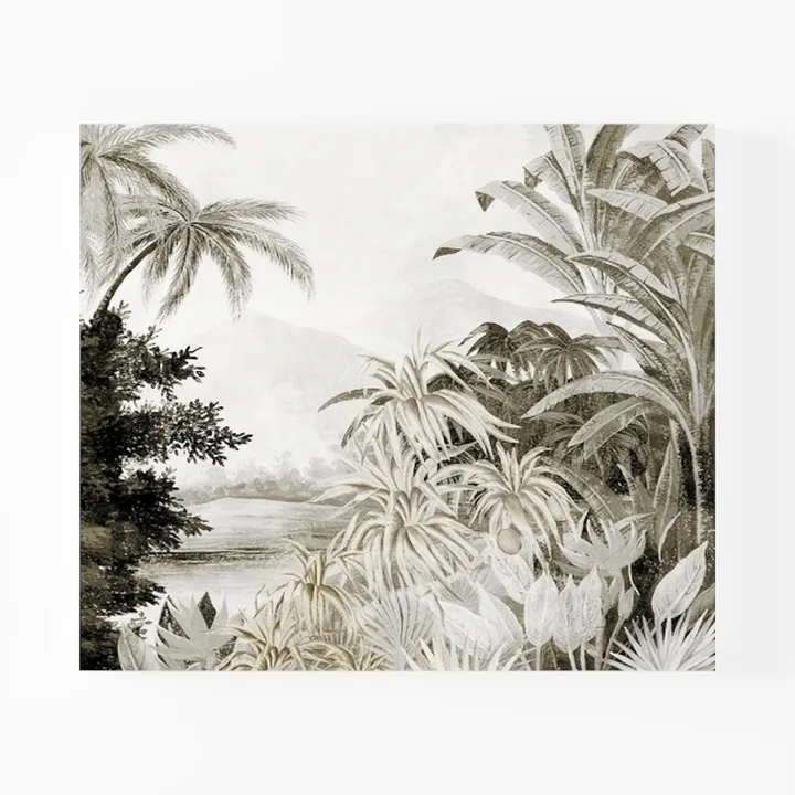 Vintage Tropical Jungle Landscape Wall Mural 3D Model