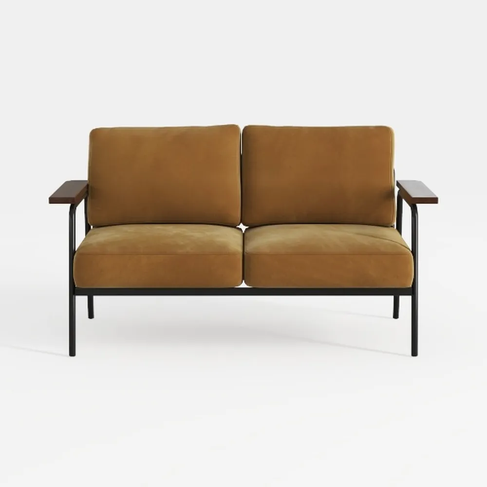 AWQM Mid-Century Modern Solid Loveseat Sofa